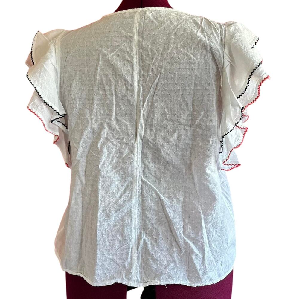 Womens Top Size XL White Flowy Casual Bohemian Travel Packable Vacation Summer - Picture 5 of 7